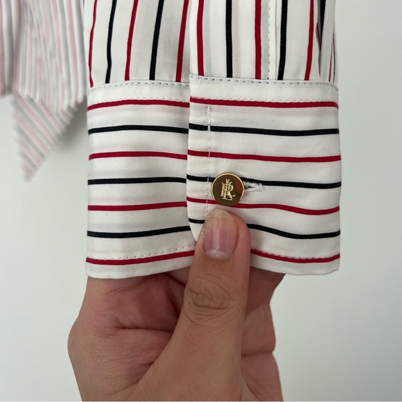 Ralph Lauren 100% Cotton Tie-Front Button Up Blouse - Size L - Picture 3 of 6